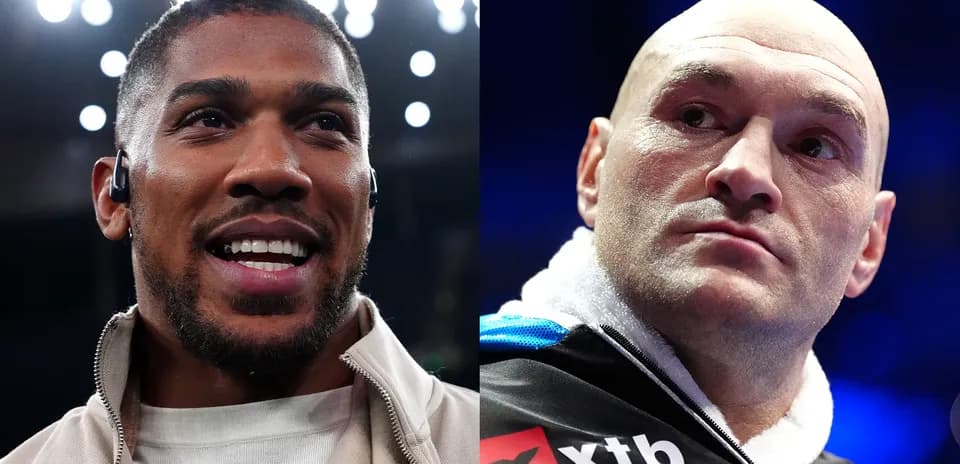 Anthony Joshua and Tyson Fury during pre-fight event