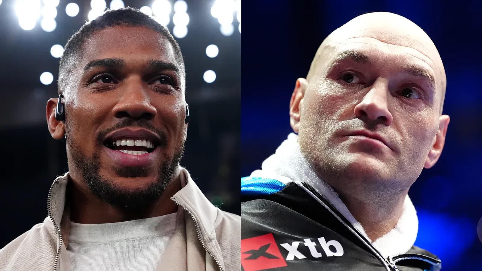 Anthony Joshua and Tyson Fury during pre-fight event