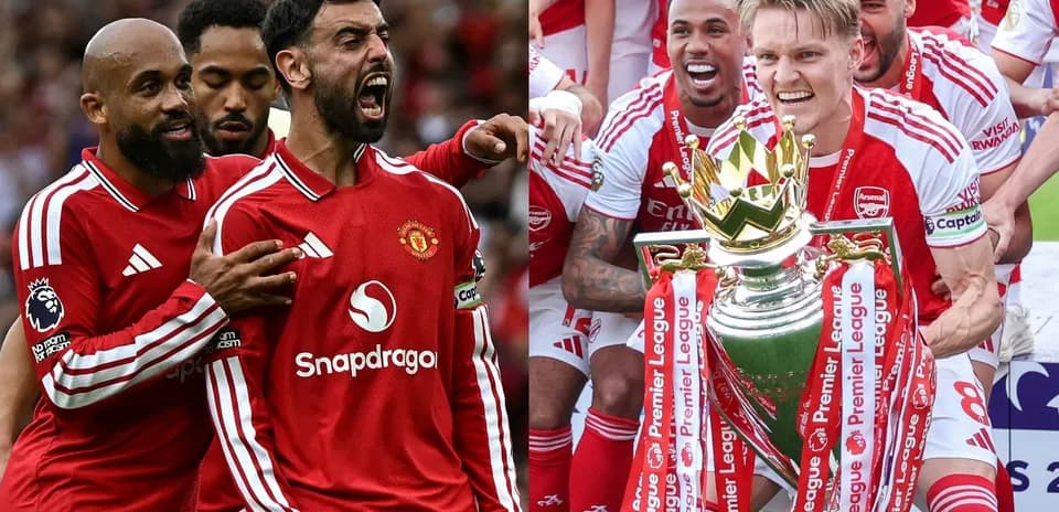 Joueurs de Manchester United et Arsenal célébrant des moments différents