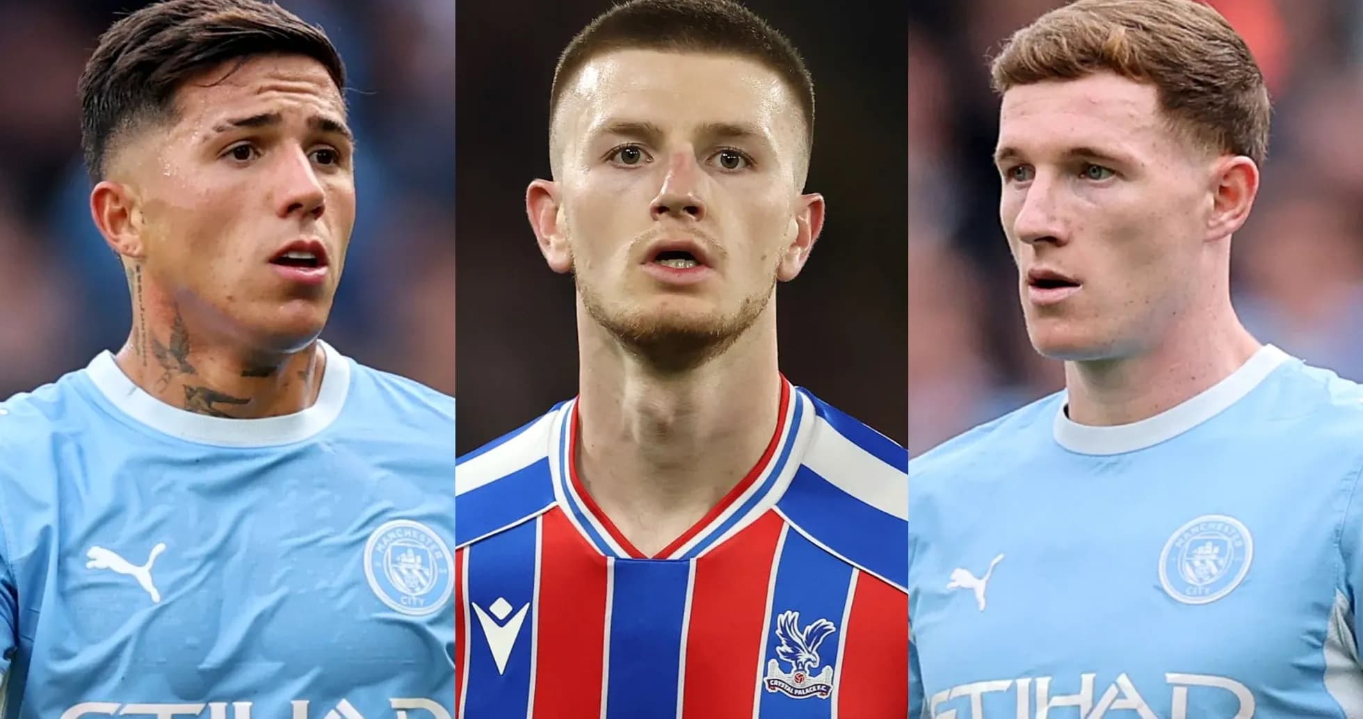 Trois joueurs de football en maillots d'équipes différentes