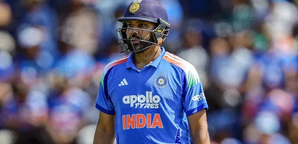 Rohit Sharma wearing India jersey on field