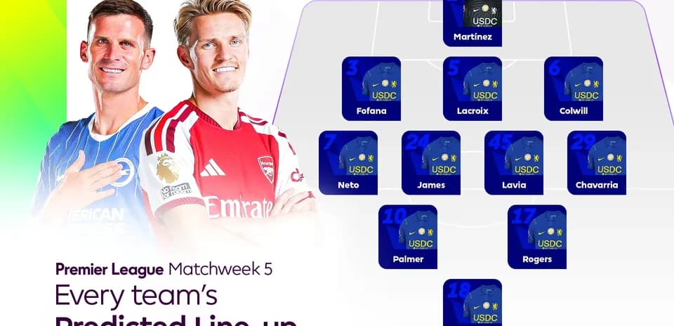 Prévisions de l'alignement pour la semaine 5 de Premier League