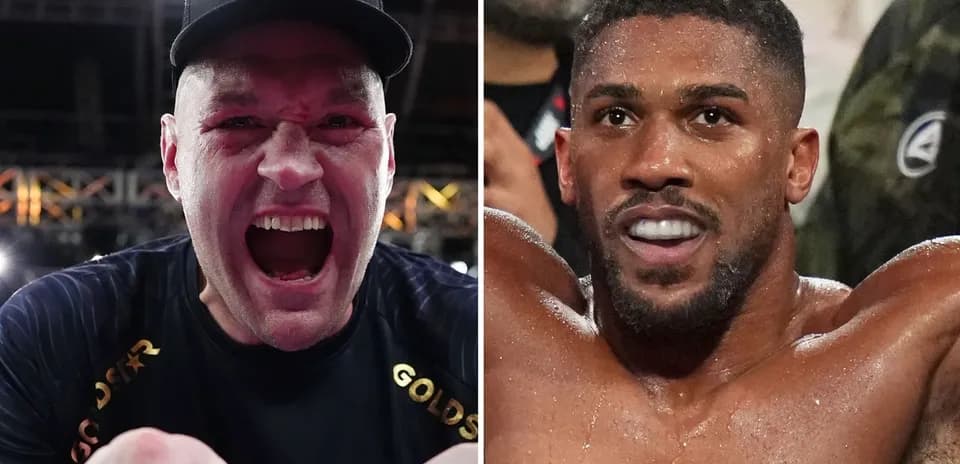 Tyson Fury and Anthony Joshua celebrating after matches