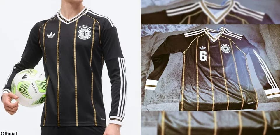 Maillot noir de football avec logo et numéro 6