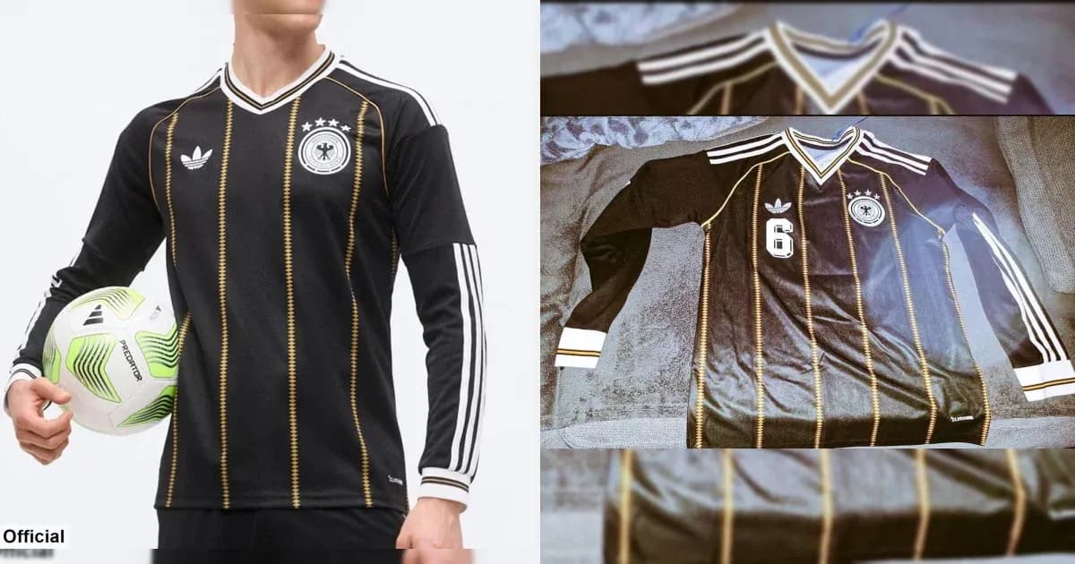 Maillot noir de football avec logo et numéro 6