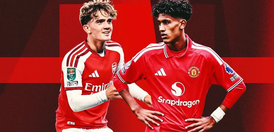 Joueurs d'Arsenal et Manchester United en maillots