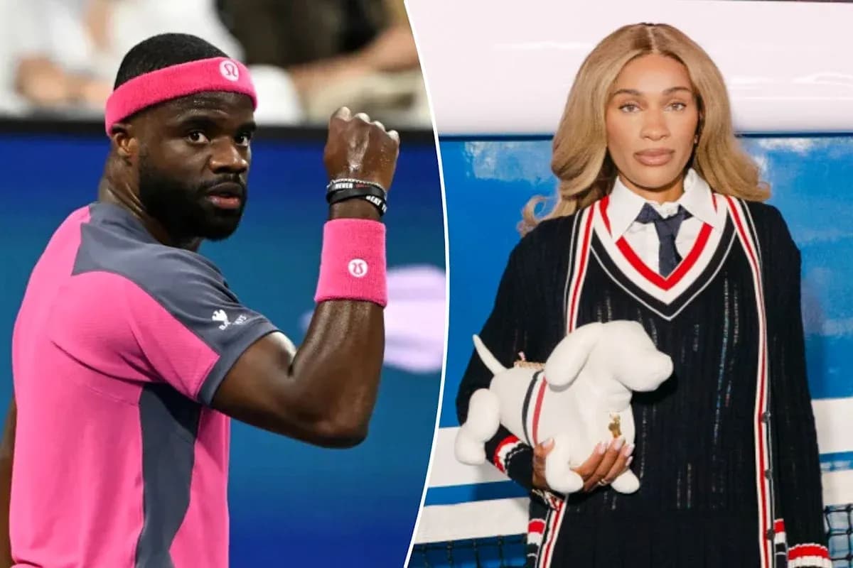 Joueur de tennis célébrant et mannequin posant