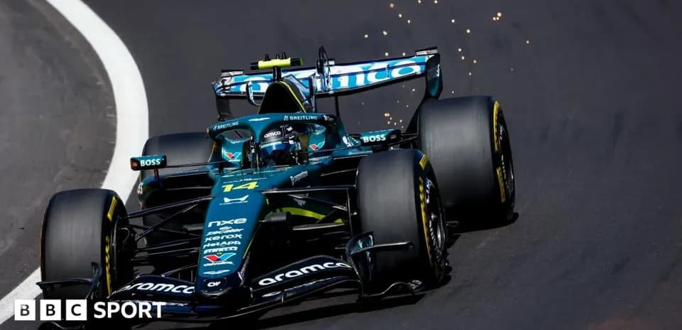 Voiture de Formule 1 sur circuit avec étincelles