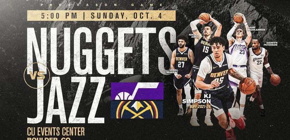 Affiche du match pré-saison Nuggets contre Jazz