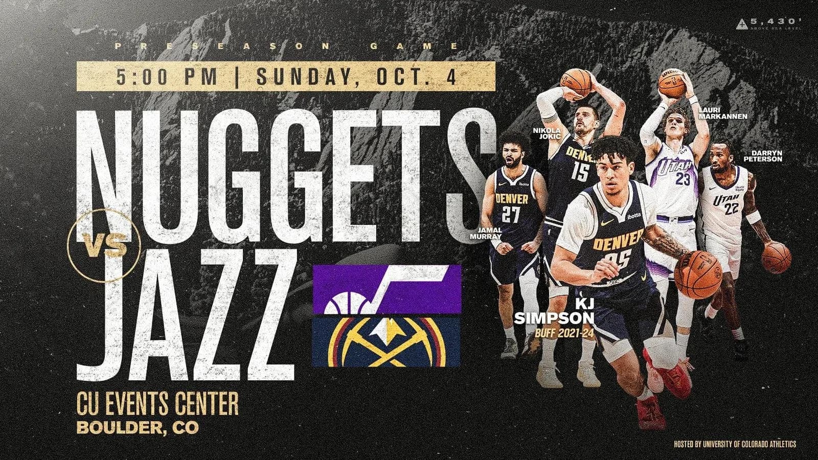 Affiche du match pré-saison Nuggets contre Jazz