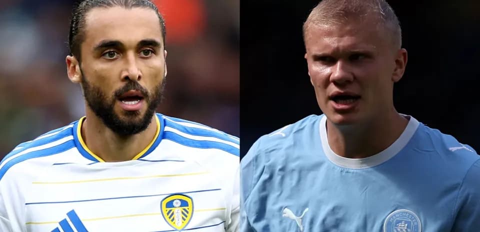 Joueurs de Leeds et Manchester City en gros plan