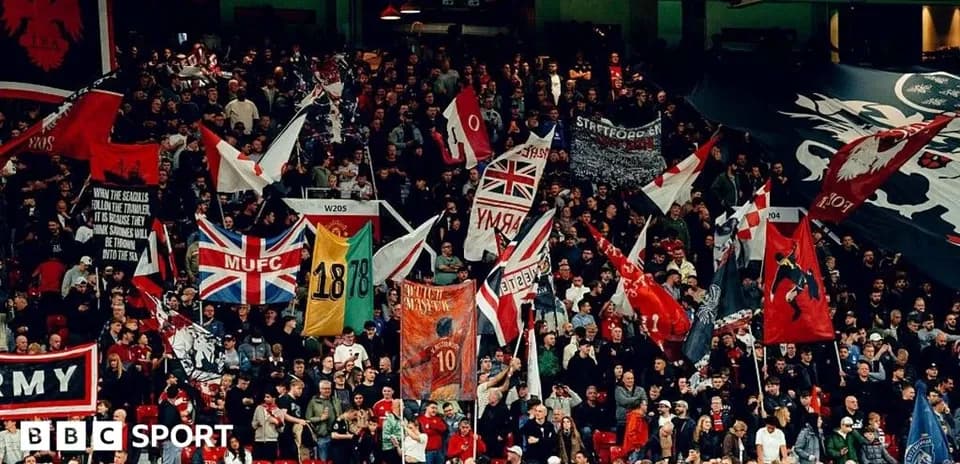 Supporters waving flags in stadium crowd