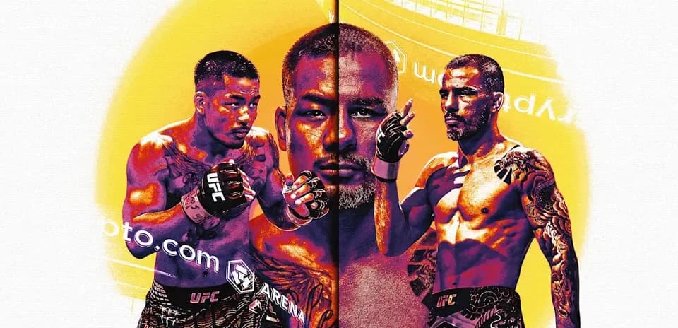 Trois combattants de MMA en pose de combat