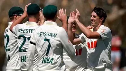 Joueurs célébrant une prise de wicket lors d'un match