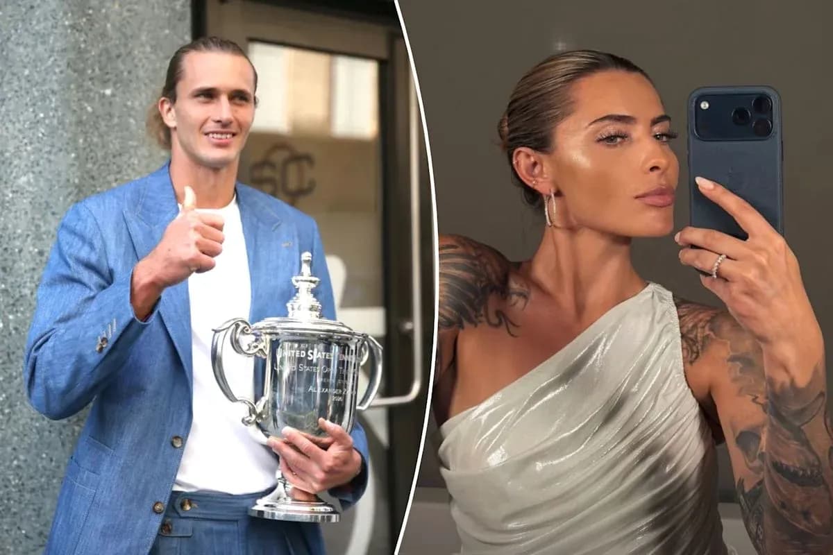 Homme avec un trophée et femme prenant un selfie