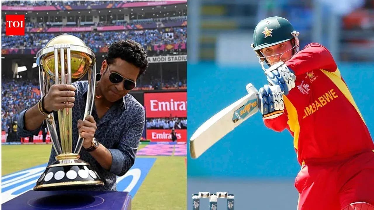 Trophée de cricket et joueur en action