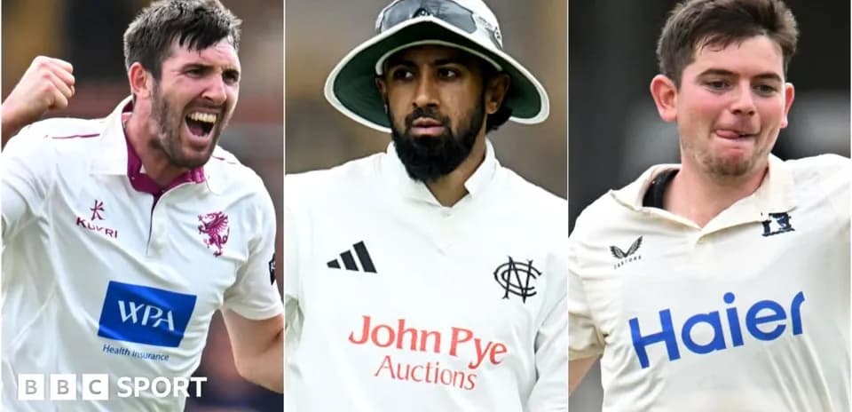 Trois joueurs de cricket en action sur le terrain