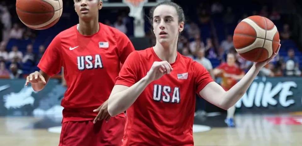 Joueuses américaines s'échauffant avant le match