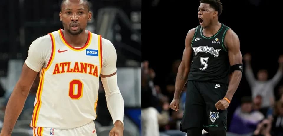 Joueurs d'Atlanta et des Timberwolves en action