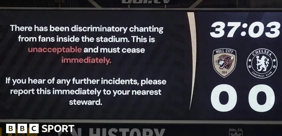 Message about discriminatory chanting during match