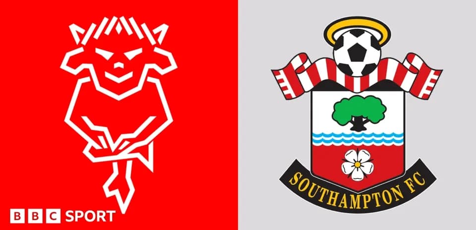 Logos de BBC Sport et Southampton FC sur fond coloré