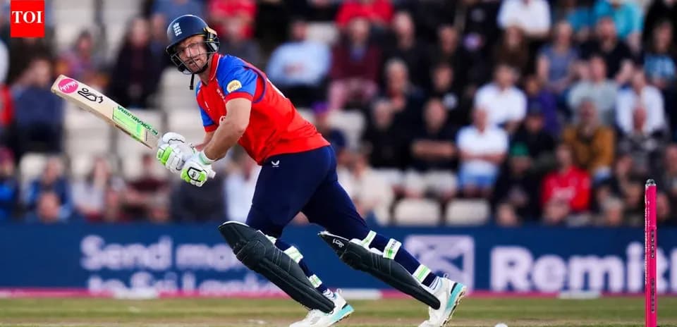 Batteur anglais frappant la balle lors d'un match