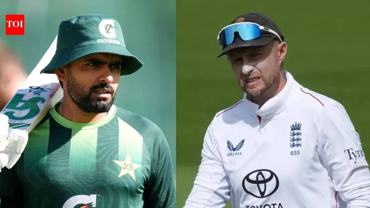 Joueurs de cricket du Pakistan et d'Angleterre en action