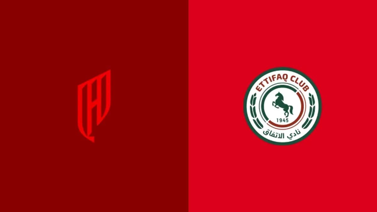 Logos de deux équipes de football sur fond rouge