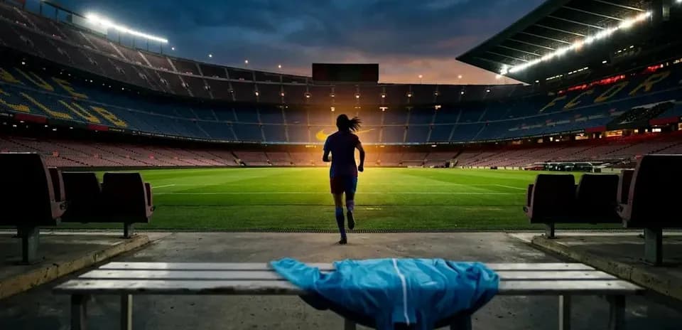 Joueuse courant vers le terrain au Camp Nou