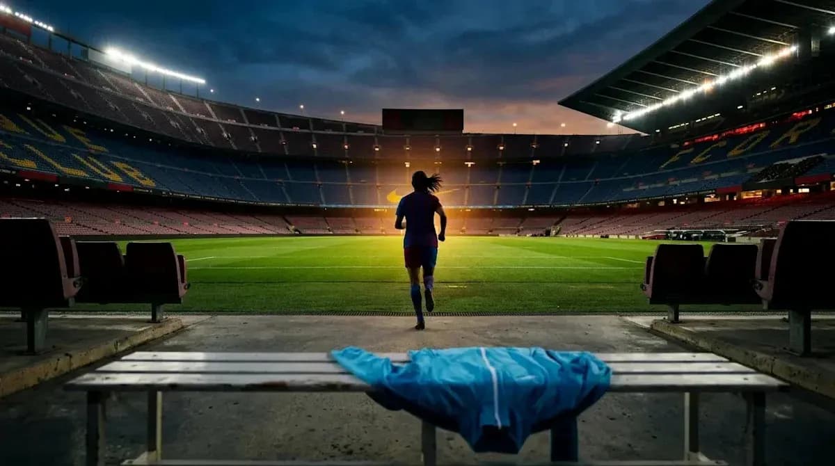 Joueuse courant vers le terrain au Camp Nou