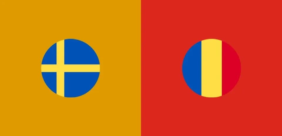 Drapeaux de la Suède et de la Roumanie sur fond coloré