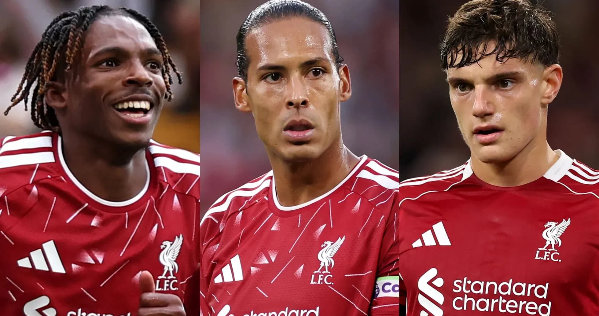 Trois joueurs de Liverpool en maillot rouge