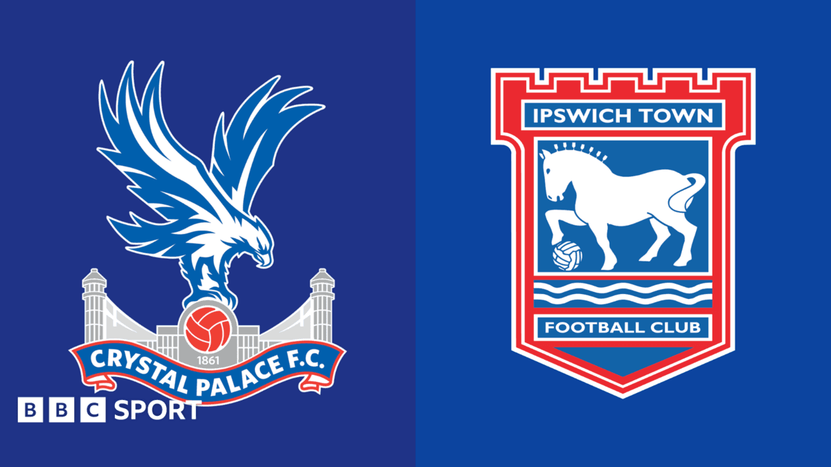Logos de Crystal Palace et Ipswich Town sur fond bleu