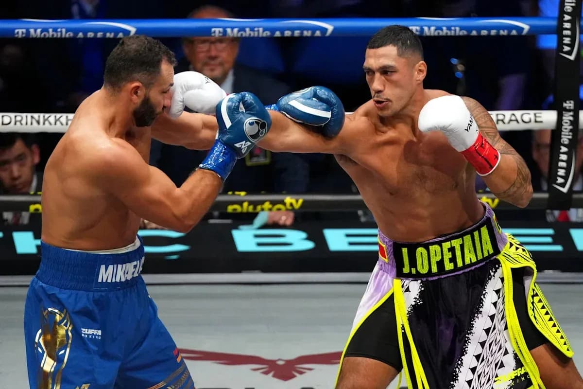 Deux boxeurs échangent des coups sur le ring