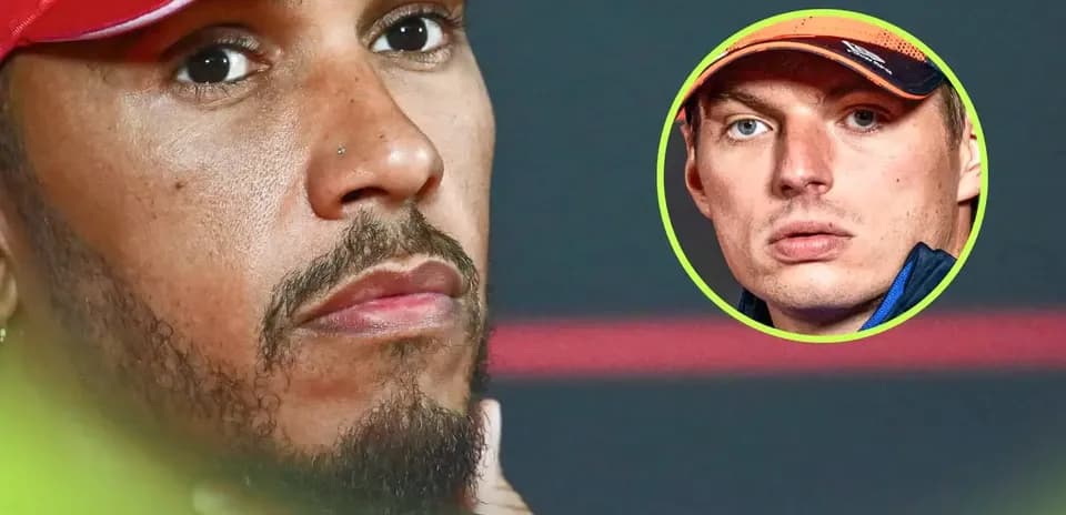 Lewis Hamilton and Max Verstappen at press conference