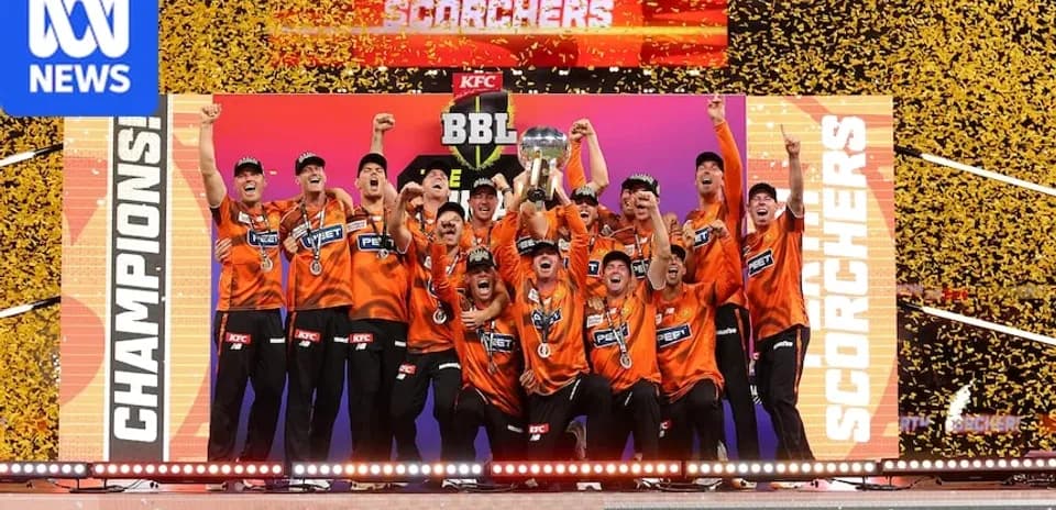Équipe de Perth Scorchers célébrant leur victoire