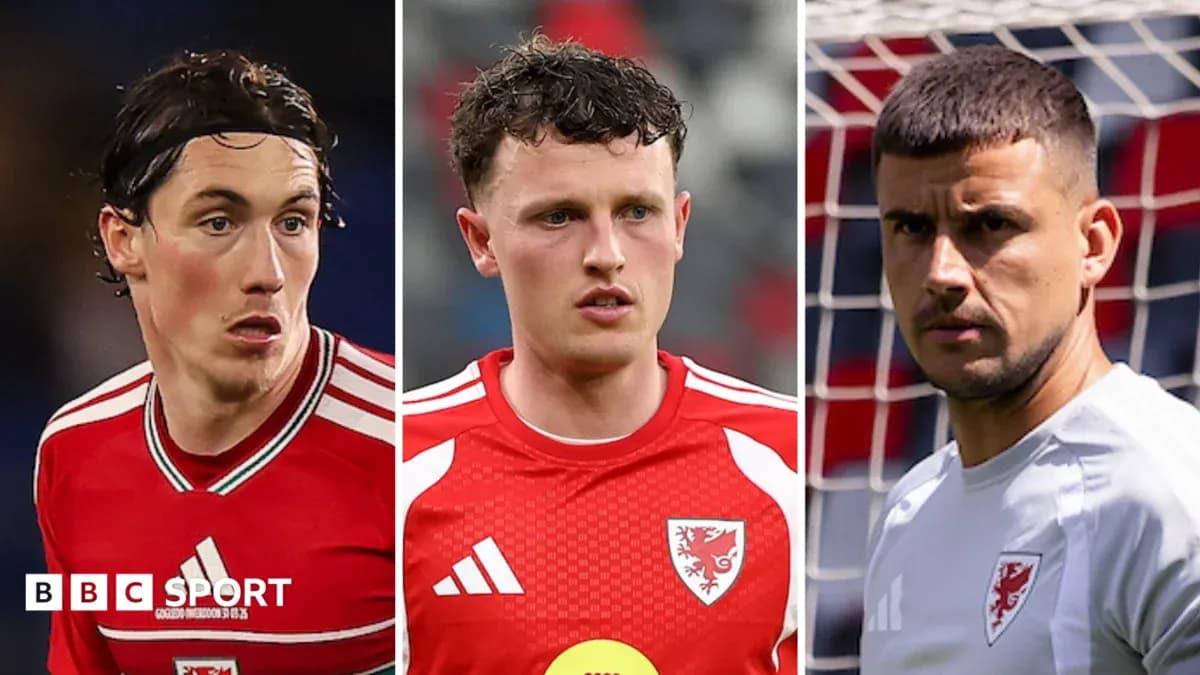 Trois joueurs du pays de Galles en tenue d'entraînement Trois joueurs du pays de Galles en tenue d'entraînement
