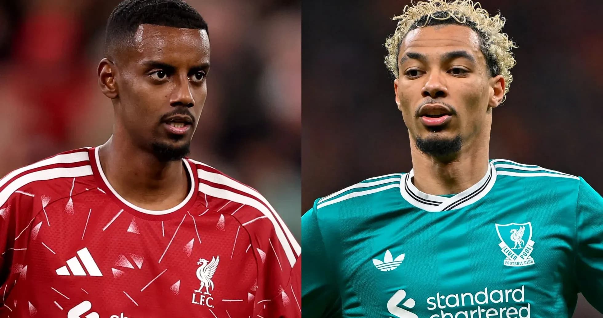 Deux joueurs de Liverpool en maillots d'entraînement Deux joueurs de Liverpool en maillots d'entraînement