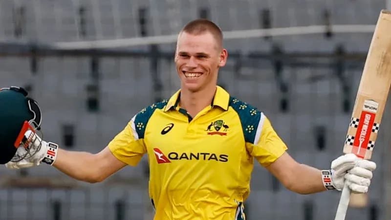Joueur australien célébrant un score après un match Joueur australien célébrant un score après un match