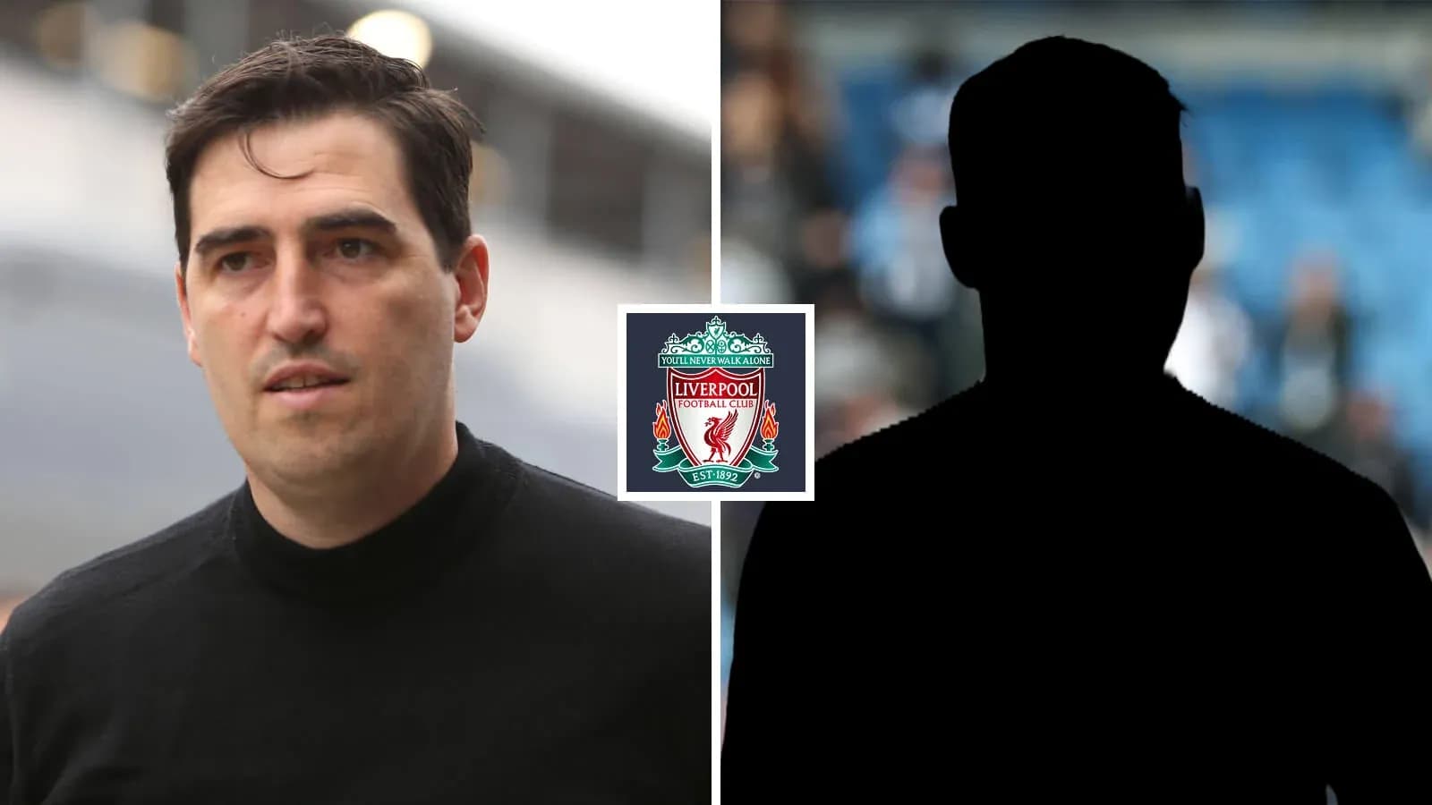 Homme en costume avec logo de Liverpool en arrière-plan Homme en costume avec logo de Liverpool en arrière-plan