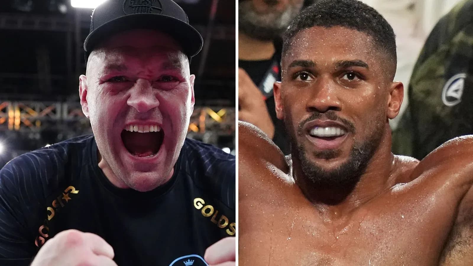Tyson Fury and Anthony Joshua celebrating after matches Tyson Fury and Anthony Joshua celebrating after matches