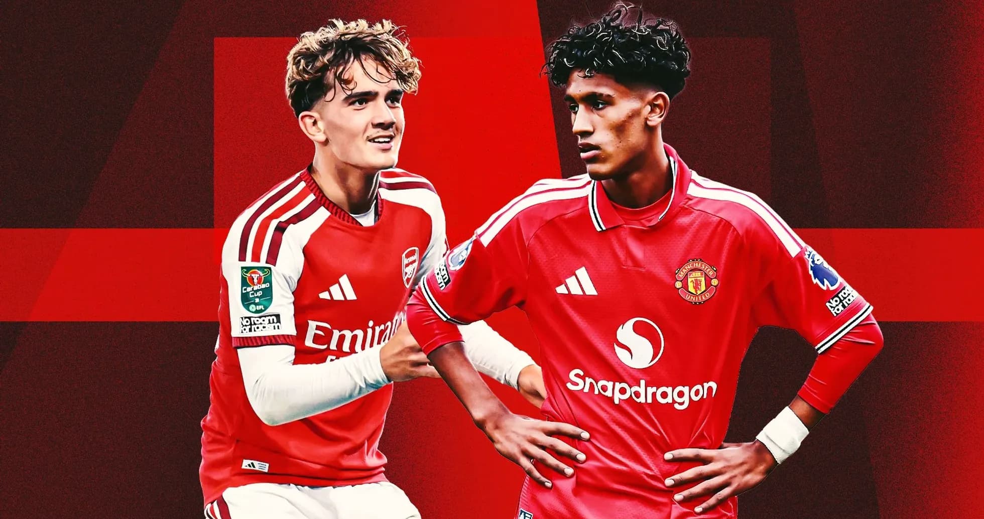 Joueurs d'Arsenal et Manchester United en maillots Joueurs d'Arsenal et Manchester United en maillots