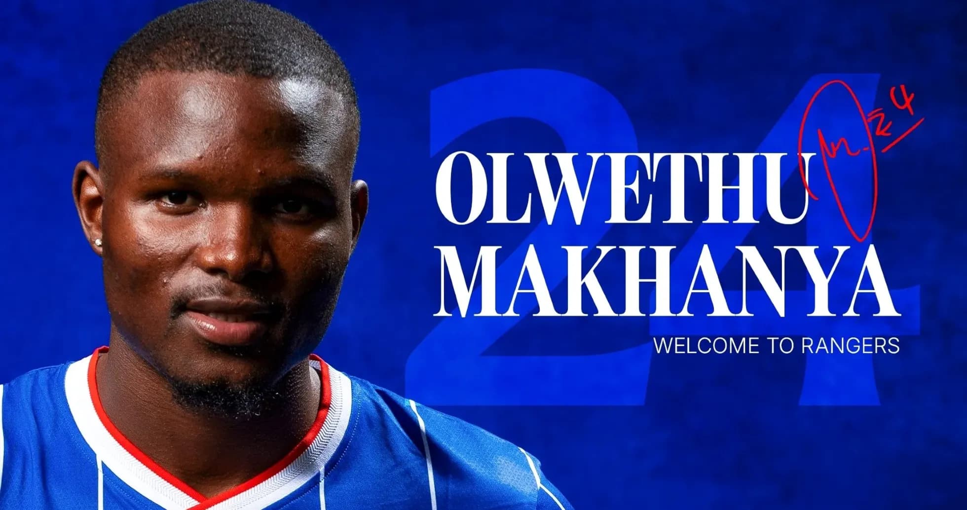 Olwethu Makhanya posing in Rangers jersey Olwethu Makhanya posing in Rangers jersey