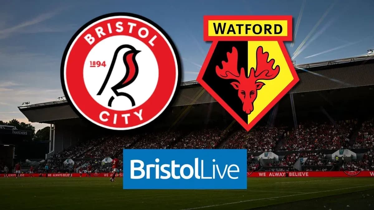 Logos de Bristol City et Watford avec fond de stade Logos de Bristol City et Watford avec fond de stade