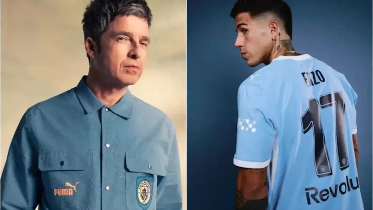 Homme en chemise Puma et joueur en maillot de football Homme en chemise Puma et joueur en maillot de football