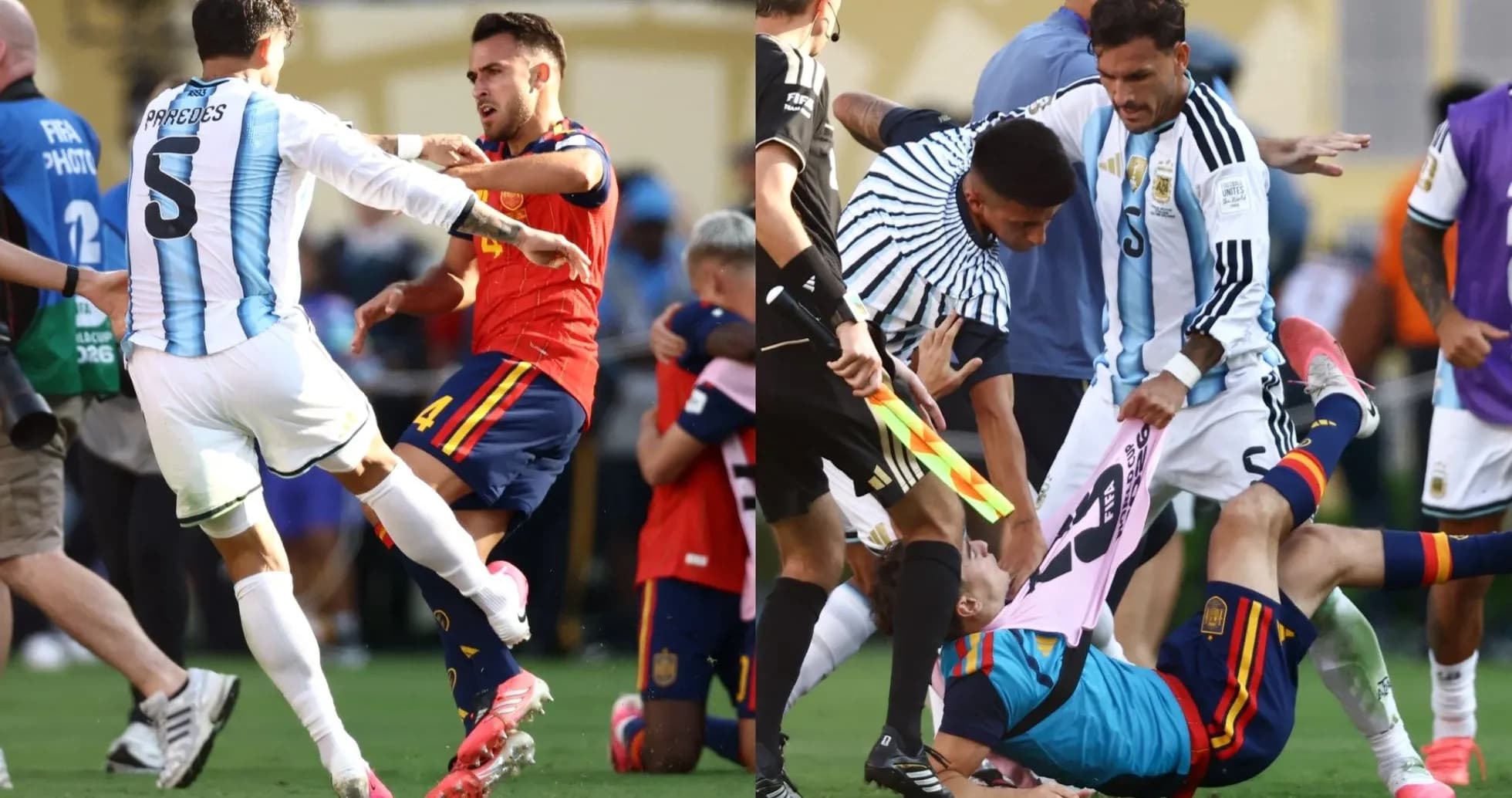 Joueurs argentins et espagnols en conflit sur le terrain Joueurs argentins et espagnols en conflit sur le terrain