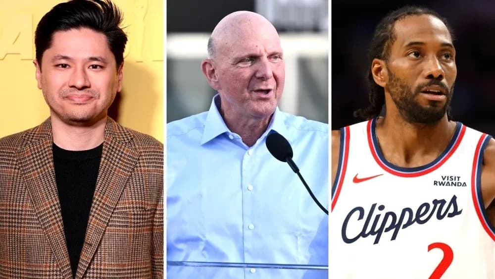 Trois personnes, dont un joueur des Clippers, en conférence Trois personnes, dont un joueur des Clippers, en conférence