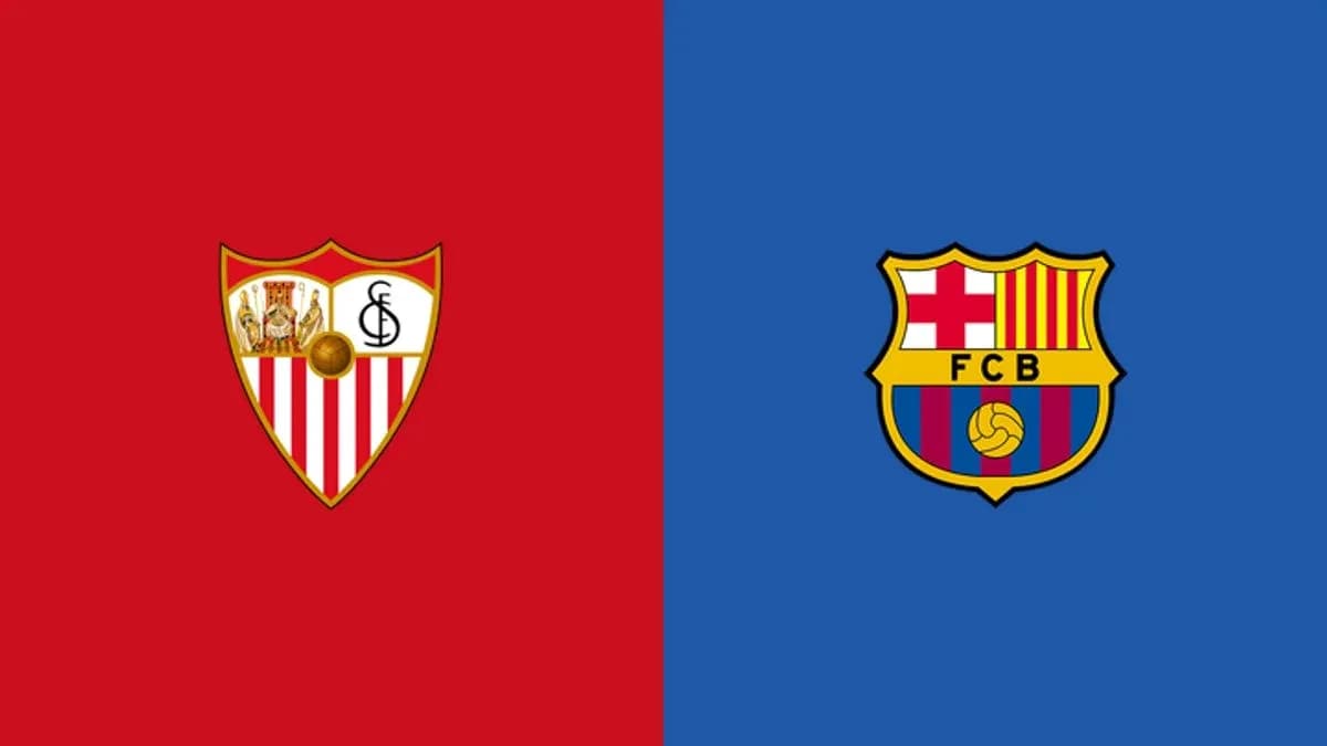 Logos de Sevilla FC et FC Barcelone sur fond coloré Logos de Sevilla FC et FC Barcelone sur fond coloré
