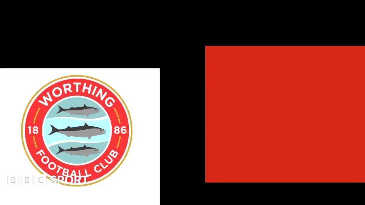 Logo de Worthing Football Club sur fond rouge Logo de Worthing Football Club sur fond rouge