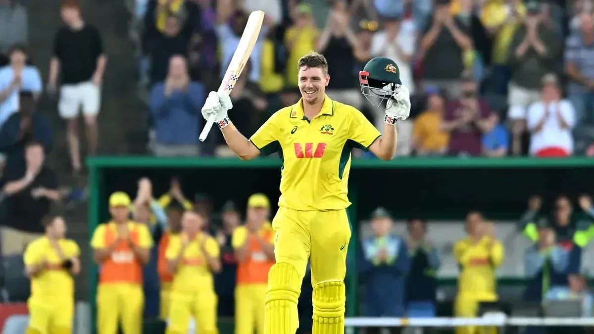 Joueur australien célébrant après un score réussi Joueur australien célébrant après un score réussi